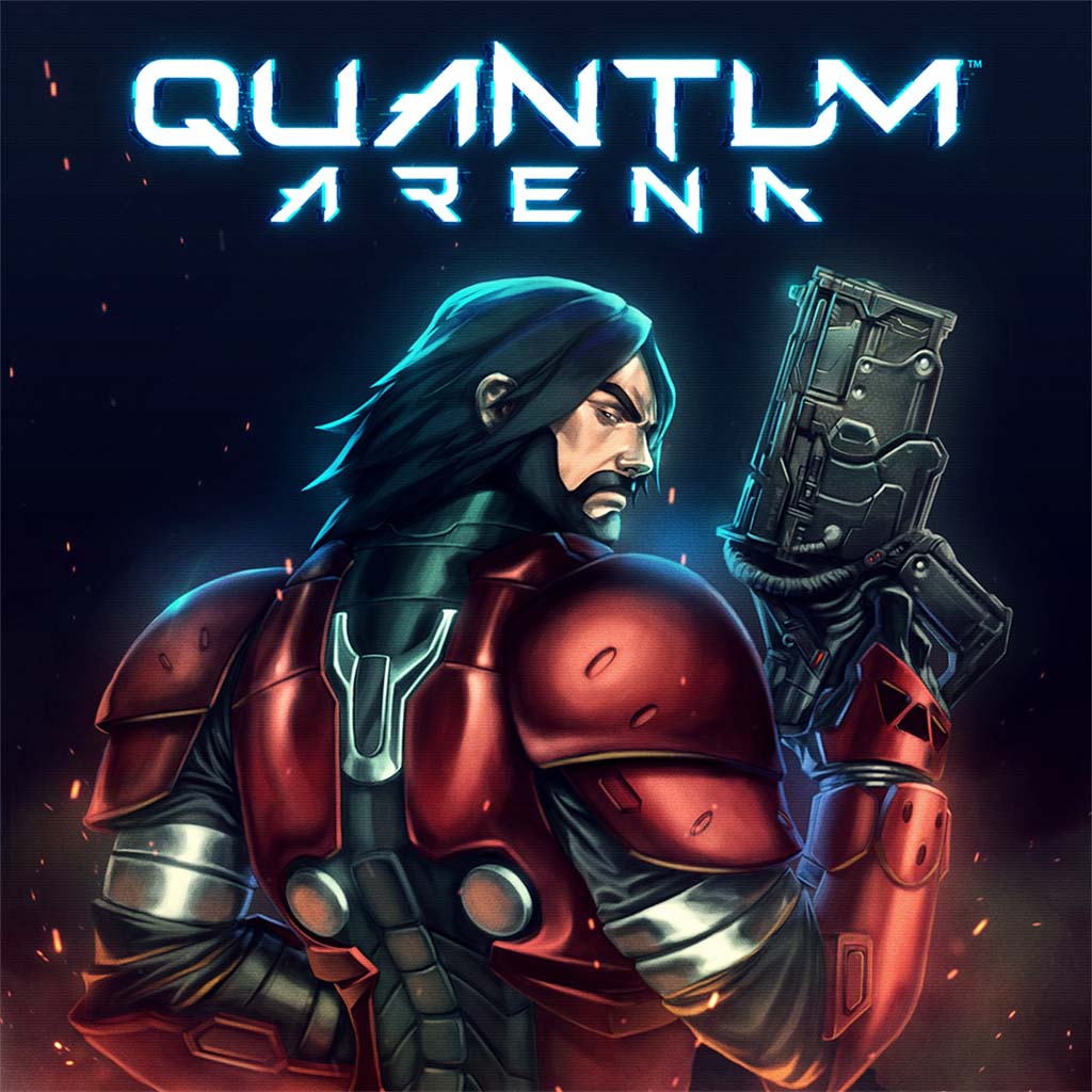 Quantum Arena game artwork with a futuristic armored character