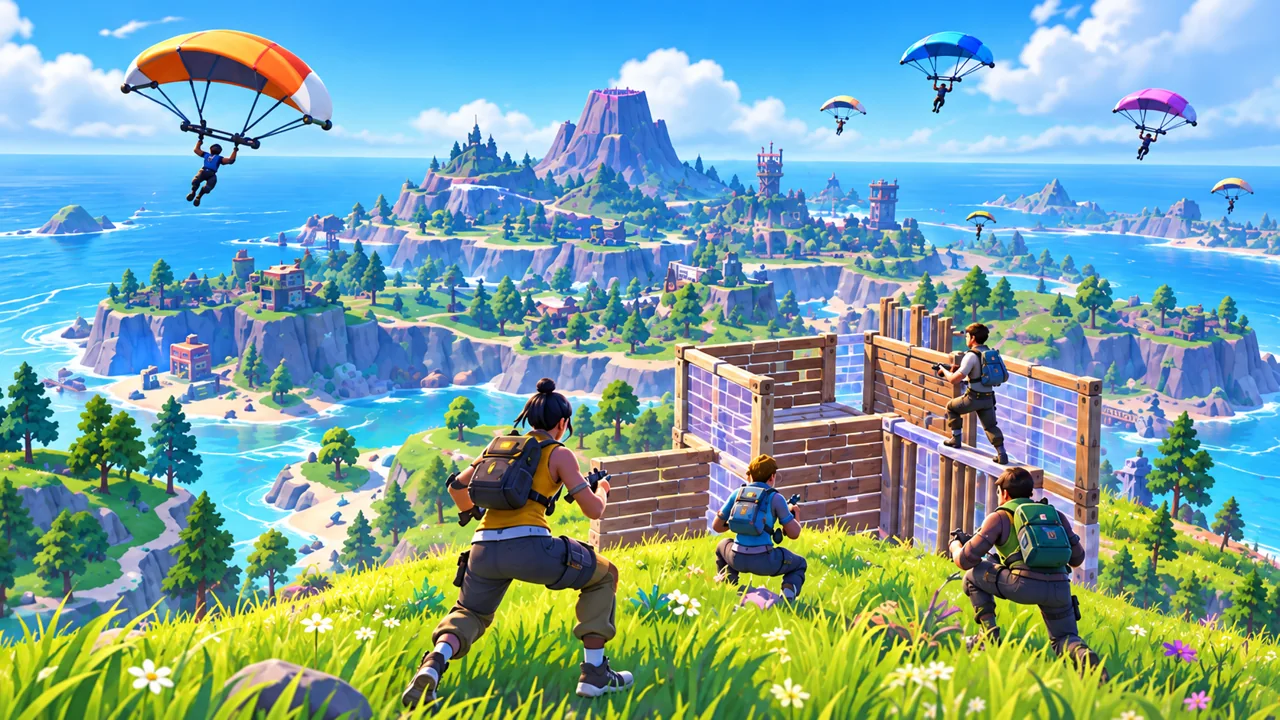 Illustration of an online multiplayer game world